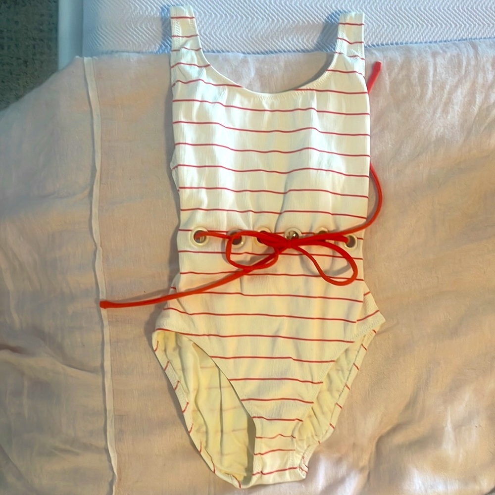 Solid & Striped red and white stripe one piece